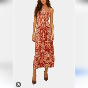 FARM Rio Red and Cream Printed Slip Maxi Dress